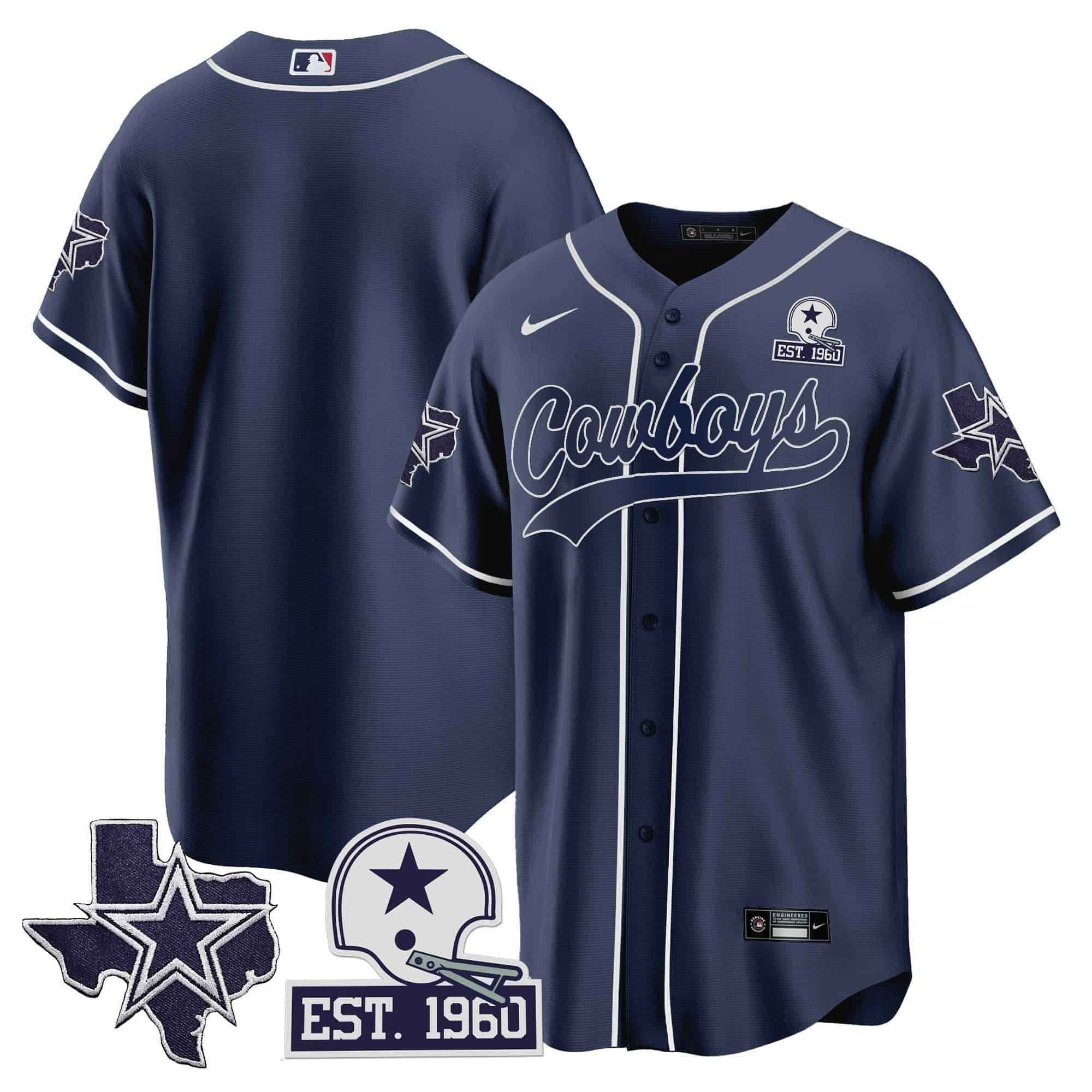 Men Dallas Cowboys Blank Dark blue 2024 Nike Patch Baseball NFL Jersey